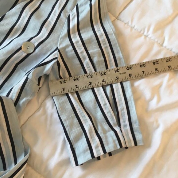 ZARA TRF  crossover 3/4 sleeves shirt pinstripe M - Picture 8 of 8